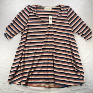 Anthropologie Puella Women’s Striped Scoop Neck Tunic Top Size X-Large